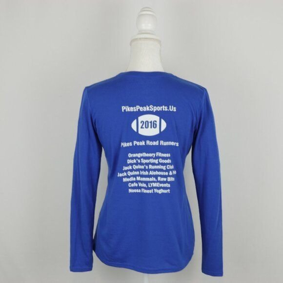 Gildan Performance Women's Medium Blue Graphic Crewneck Long Sleeve Tee - Picture 3 of 5